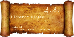 Lichtner Aletta névjegykártya